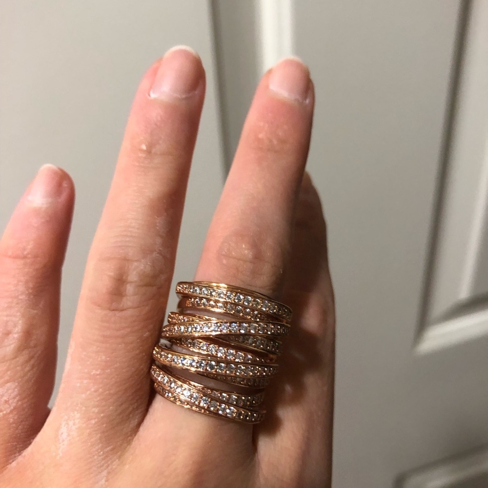 Bronze/rose goldtone cz ring